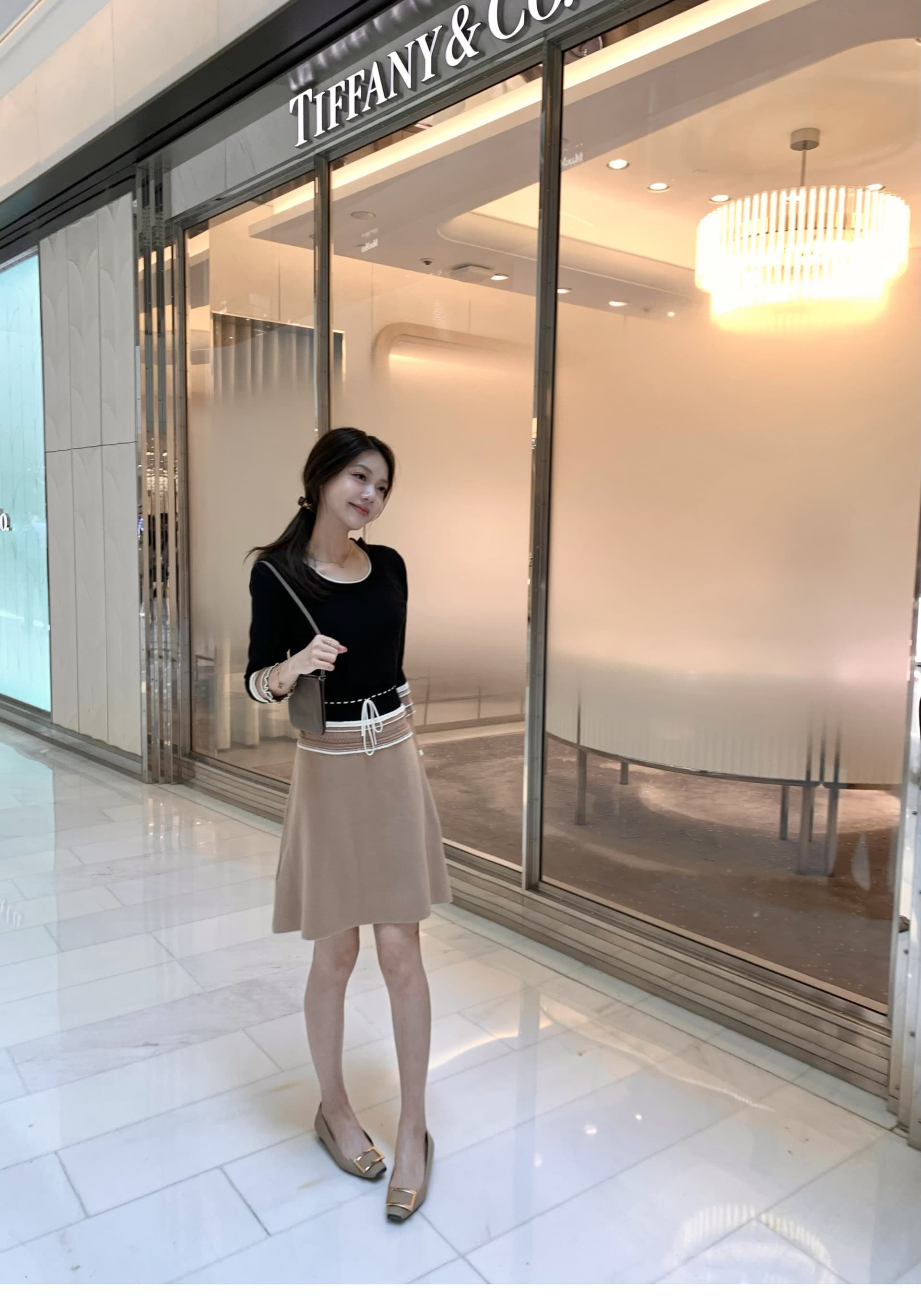 반 스커트 bi 입력 현재 문제 사랑 밴딩 작은 버전 출퇴근 니트 한 마디 반신 스커트 여성 상세 이미지 3