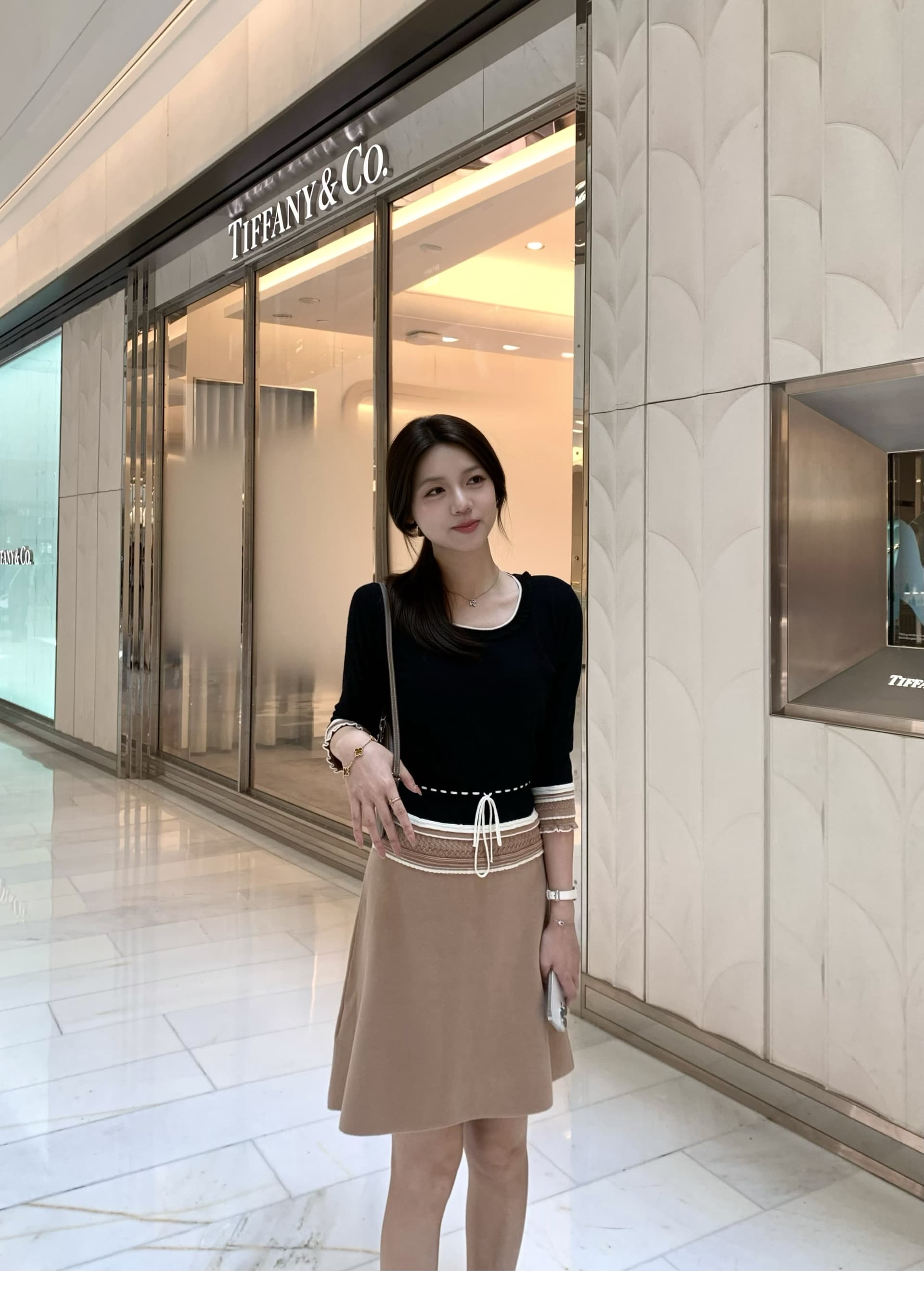반 스커트 bi 입력 현재 문제 사랑 밴딩 작은 버전 출퇴근 니트 한 마디 반신 스커트 여성 상세 이미지 6