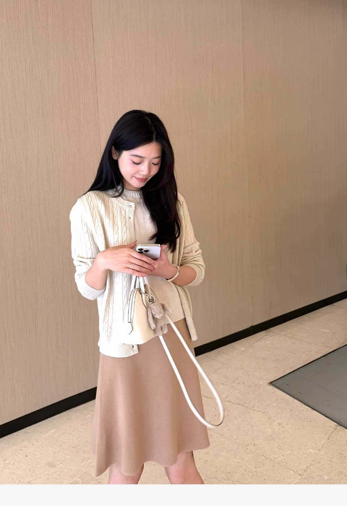 반 스커트 bi 입력 현재 문제 사랑 밴딩 작은 버전 출퇴근 니트 한 마디 반신 스커트 여성 상세 이미지 16