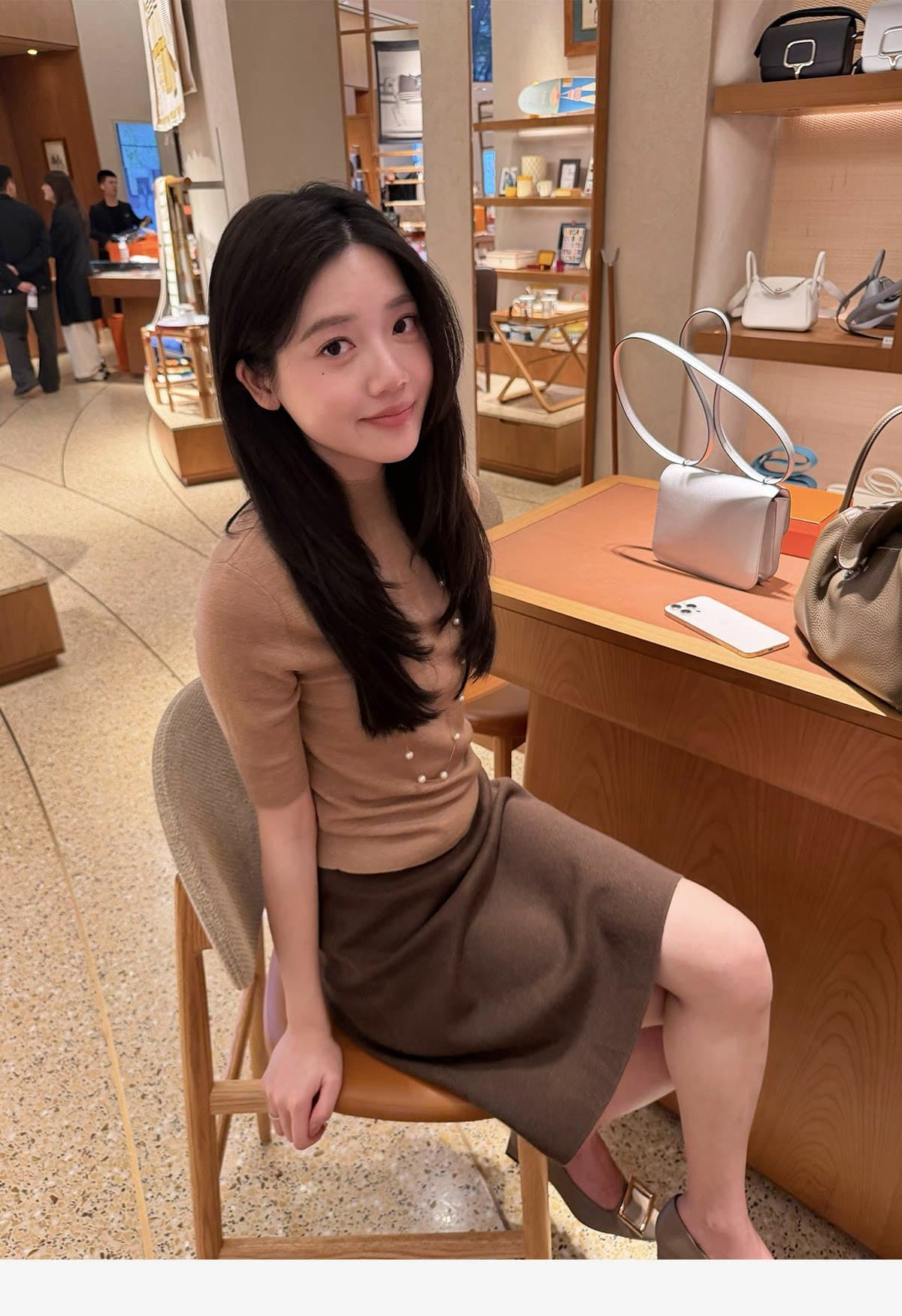 반 스커트 bi 입력 현재 문제 사랑 밴딩 작은 버전 출퇴근 니트 한 마디 반신 스커트 여성 상세 이미지 57