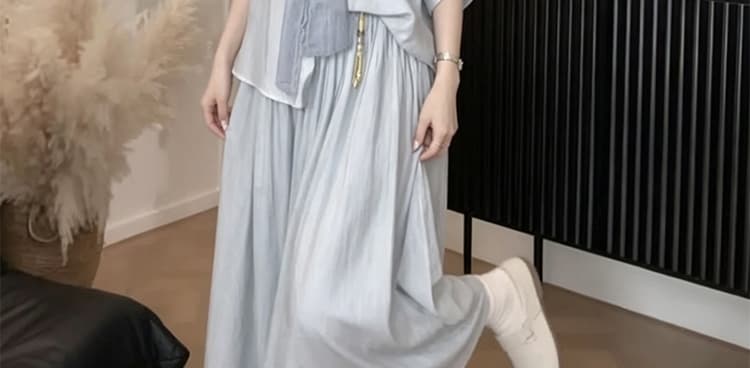 선물 물품 여름 한 부서 느슨함 센스 파란색 자수 자외선 차단 셔츠 루즈핏 바지 가져 가라. 레이스 숄 3종 세트 상세 이미지 31