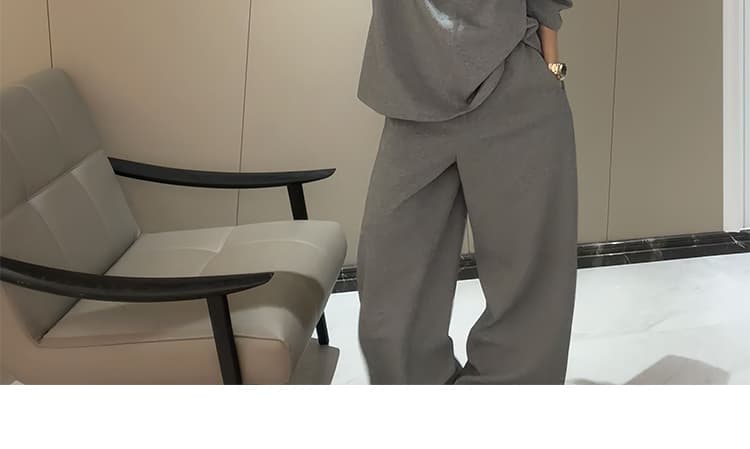 가을 겨울 새로운 단색 V넥 임산부 긴팔 티셔츠 루즈핏 펌프 로프 한국 스타일 스트레이트 캐주얼 바지 세트 상세 이미지 16