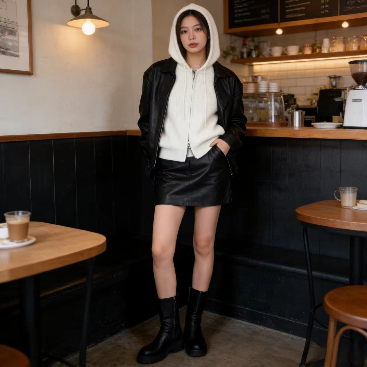 실사 한국 스타일 루즈핏 후드 디자인 미니멀리즘 출퇴근 캐주얼 다용도 두꺼운 스웨터 오픈 가디건 2026 재킷 상세 이미지 3