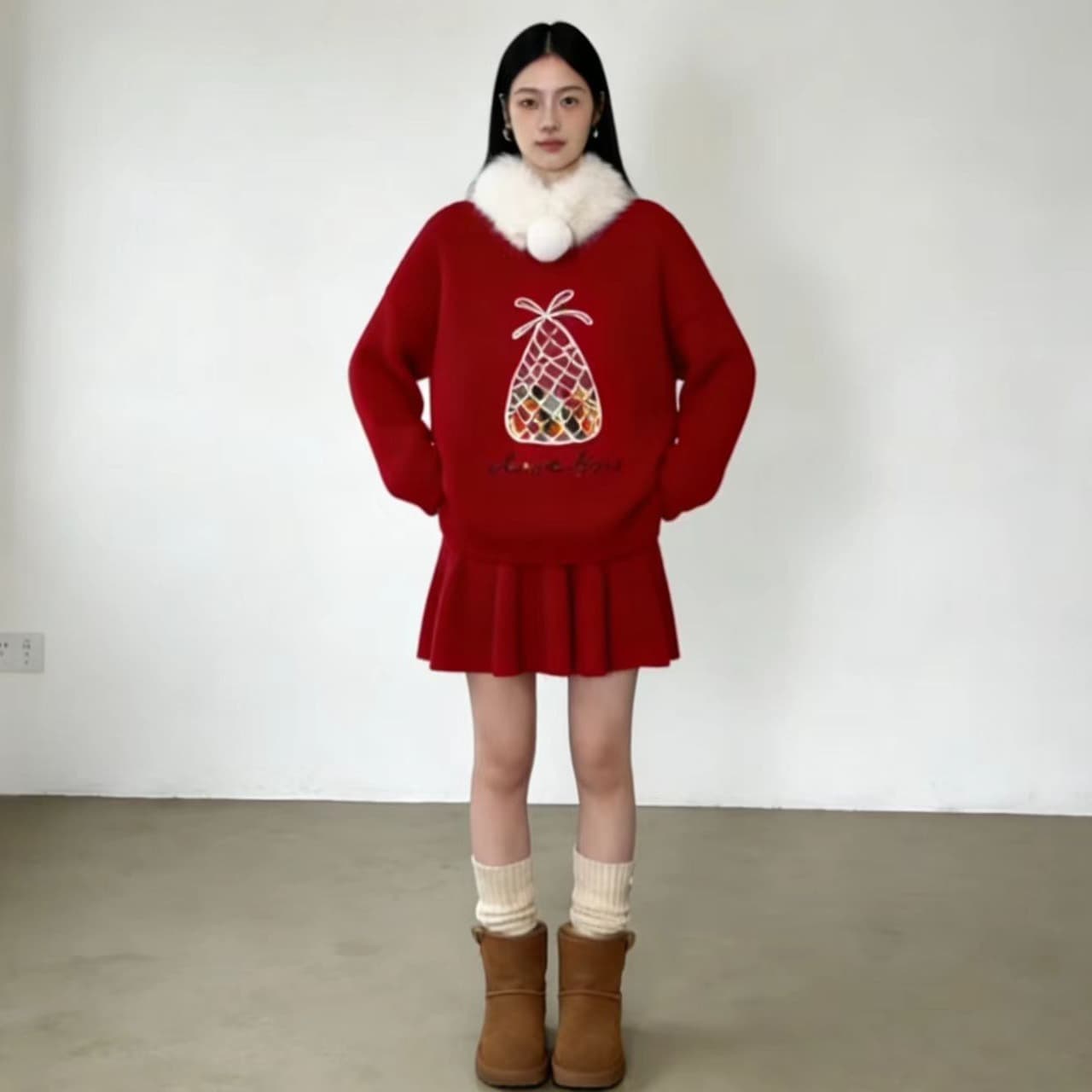 가을 겨울 새로운 품격 다용도 느긋한 바람 새해 스웨터 세트 3종 세트 이미지 2
