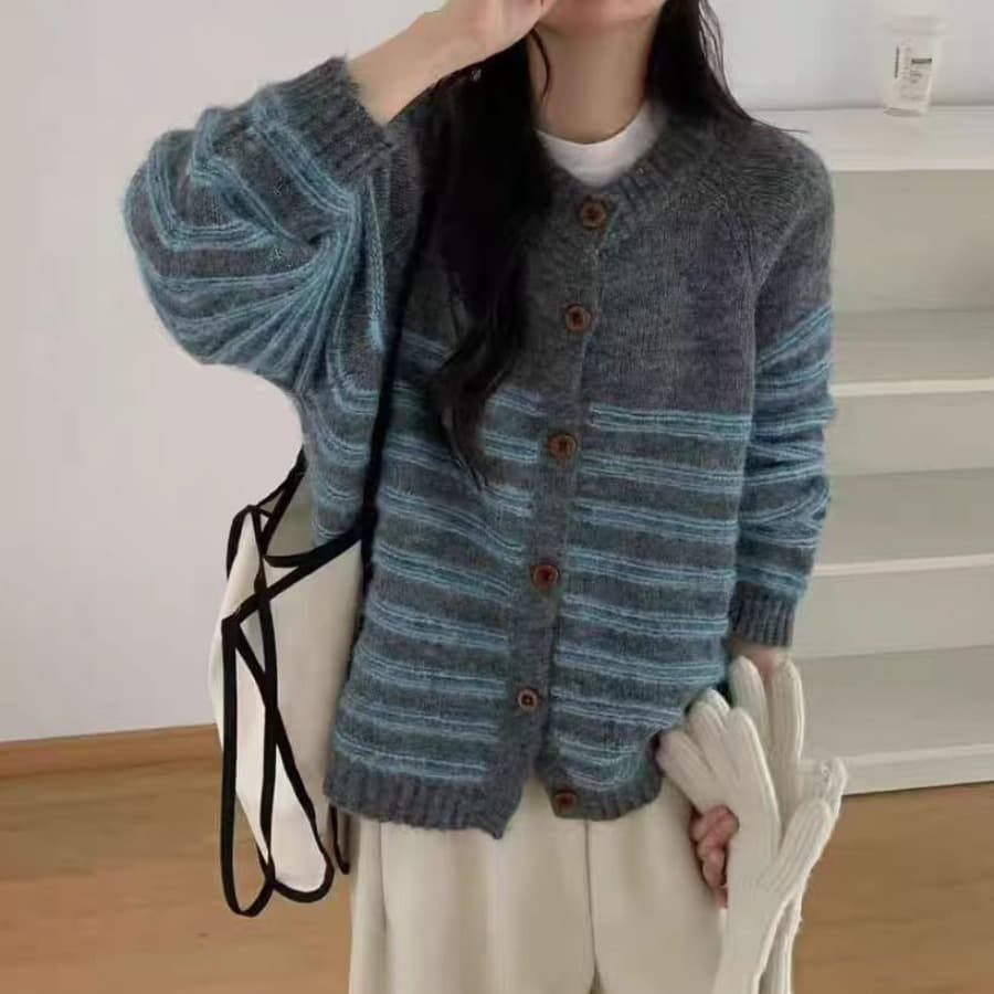 이른 가을 새로운 고급 센스 chic 일본식 부드러운 바람 루즈핏 느긋한 부드러운 찹쌀 스웨터 코트