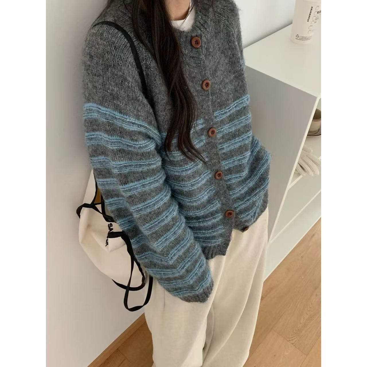 이른 가을 새로운 고급 센스 chic 일본식 부드러운 바람 루즈핏 느긋한 부드러운 찹쌀 스웨터 코트 이미지 2