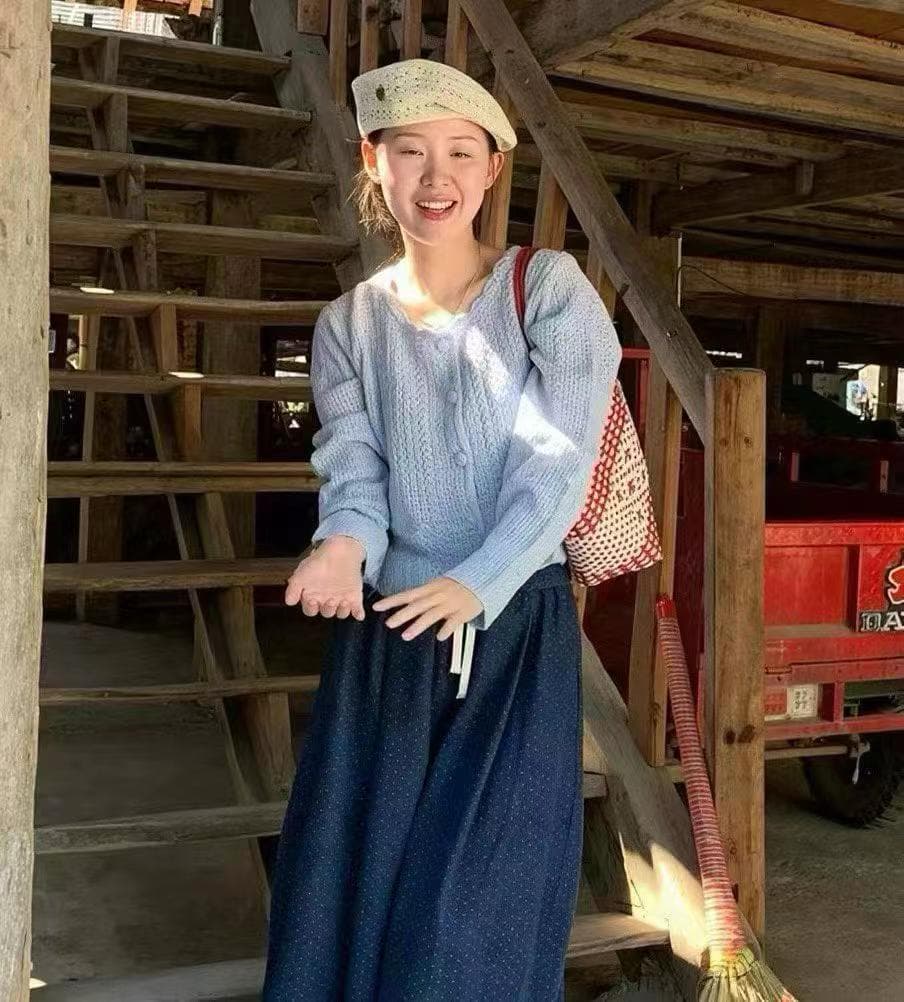 한 부서 문예 니트 오픈 가디건 단색 작은 청신 스웨터 여자 상세 이미지 7