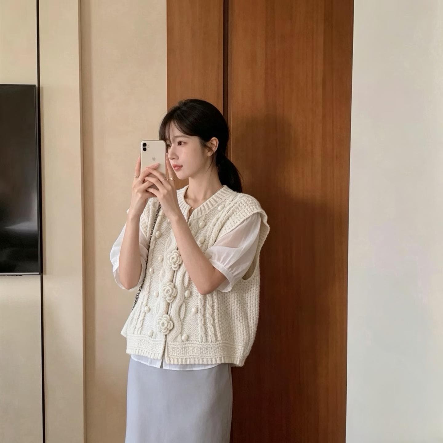 한국 새로운 꽈배기 무거운 작업 스택 착용 조끼 여자 다용도 품격 슬림해 보이는 어둠 버클 민소매 외국 가스 오픈 가디건 상세 이미지 2