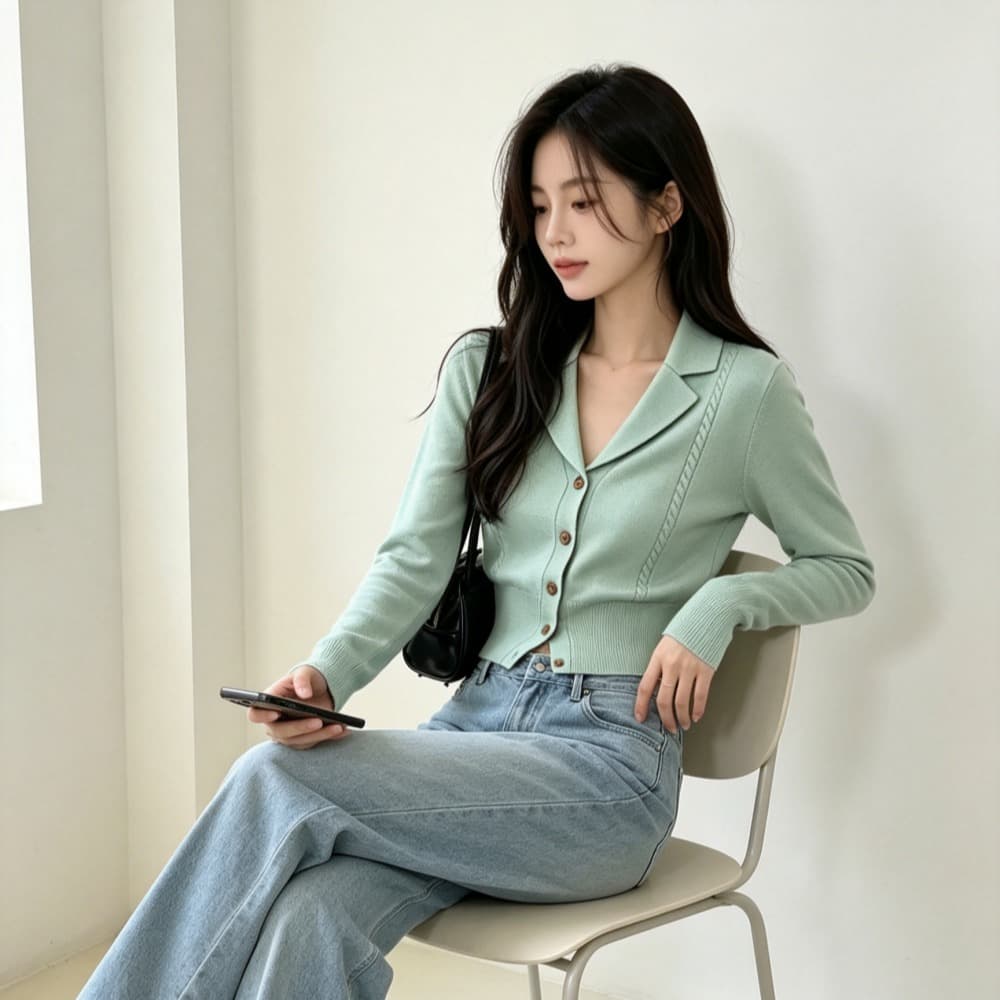 가을 겨울 새로운 니트 스웨터 오픈 가디건 정장 칼라 허리 수축 스웨터 여자 트렌디