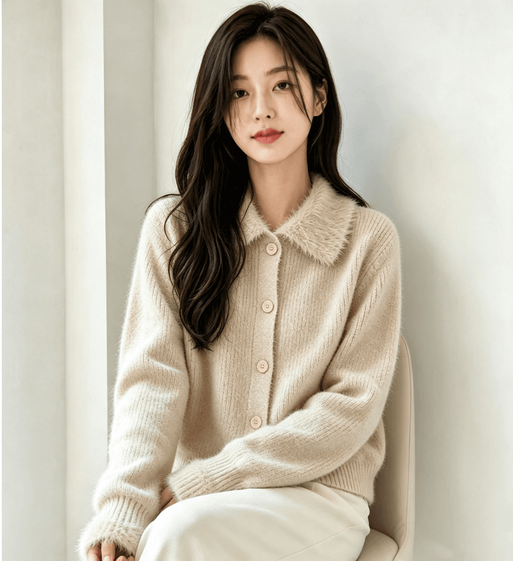 한 부서 동대문 가을 겨울 새로운 느긋한 센스 두꺼운 루즈핏 살구 색상 두꺼운 바늘 스웨터 이미지 2
