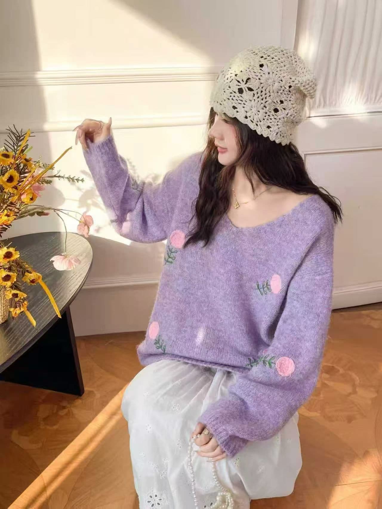 2026 가을 겨울 새로운 자수 루즈핏 달콤함 품격 다용도 스웨터 여자 상세 이미지 9
