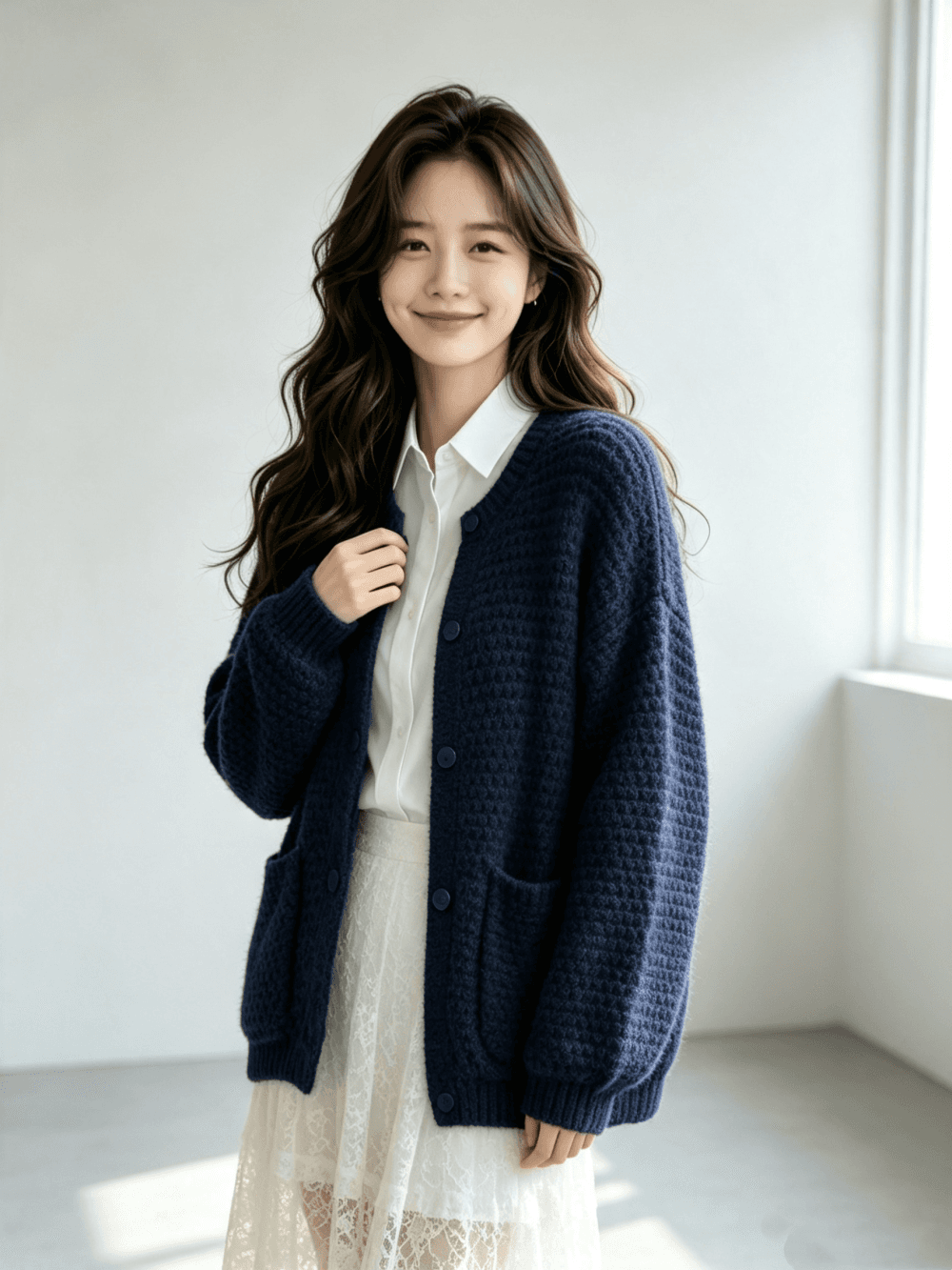 레트로 황색 스웨터 오픈 가디건 여성 가을 겨울 새로운 두꺼운 루즈핏 다용도 슬림해 보이는 니트 재킷 맨위 트렌디 이미지 2