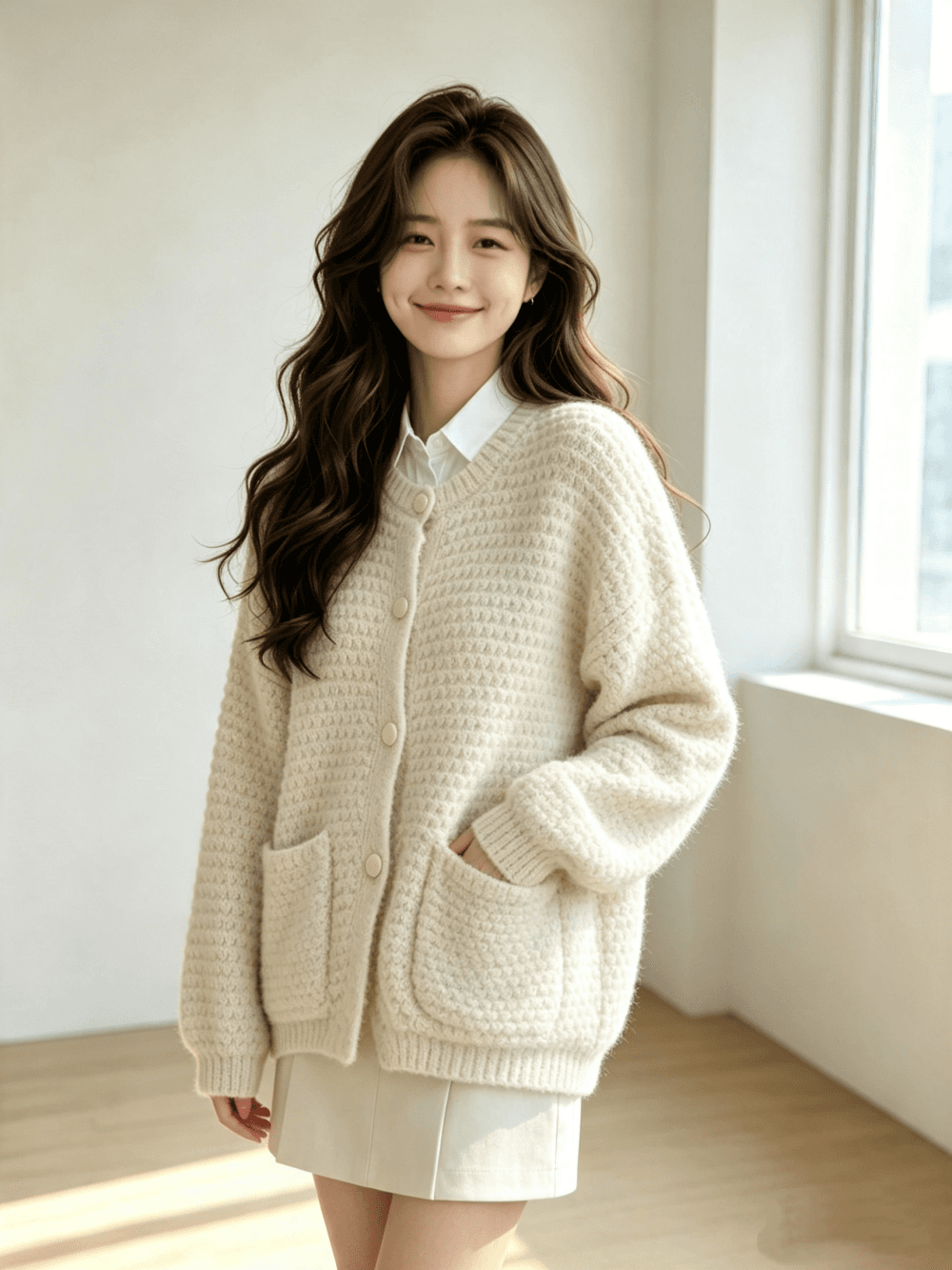 레트로 황색 스웨터 오픈 가디건 여성 가을 겨울 새로운 두꺼운 루즈핏 다용도 슬림해 보이는 니트 재킷 맨위 트렌디 이미지 3