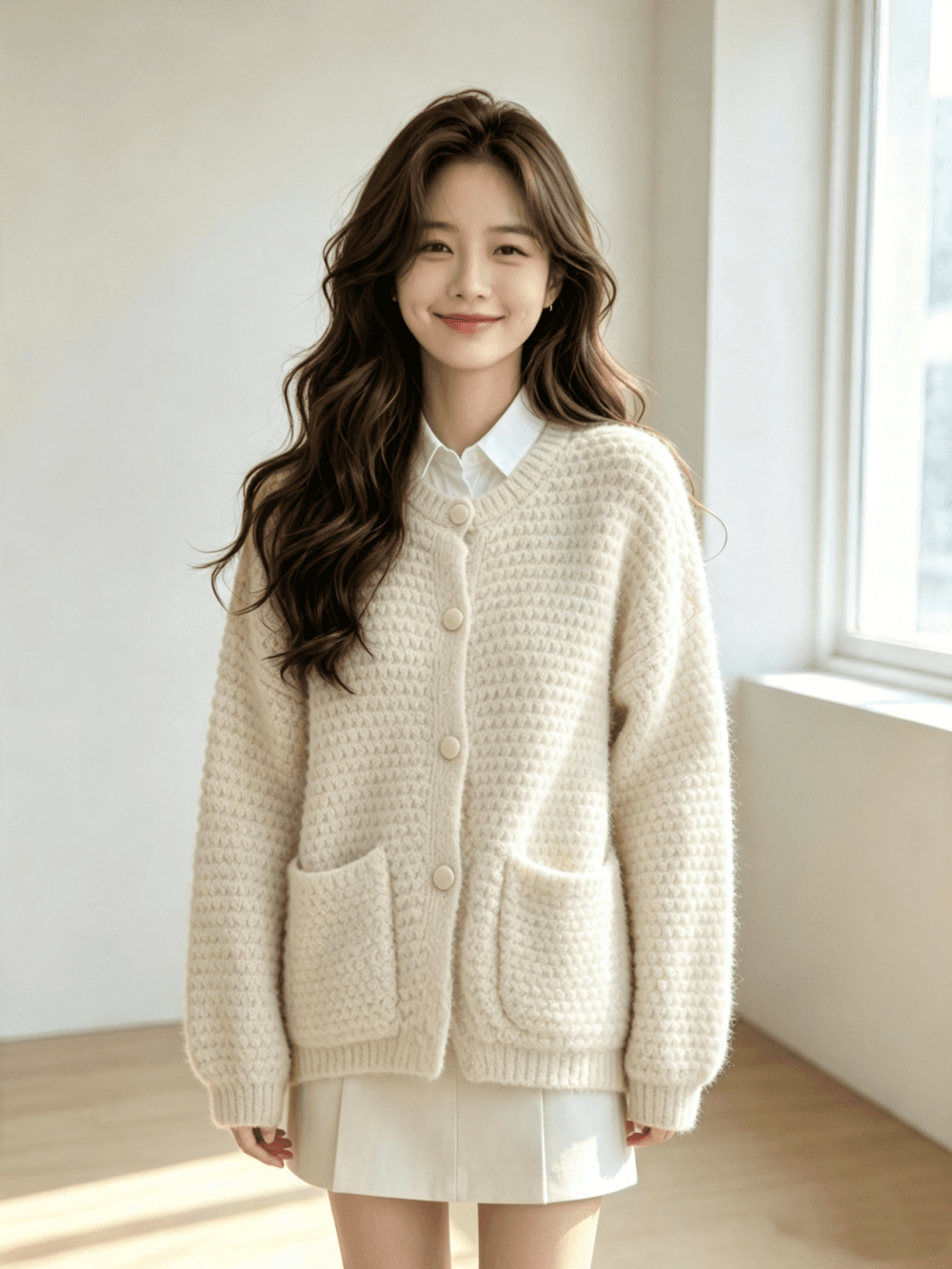레트로 황색 스웨터 오픈 가디건 여성 가을 겨울 새로운 두꺼운 루즈핏 다용도 슬림해 보이는 니트 재킷 맨위 트렌디 상세 이미지 8