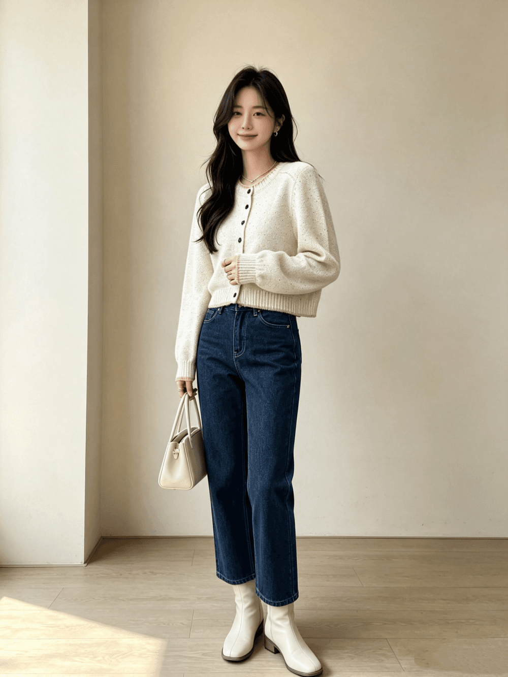 가을 겨울 새로운 한 부서 다용도 그들 중 라운드 넥 니트 오픈 가디건 여성 스웨터 코트 트렌디 이미지 3