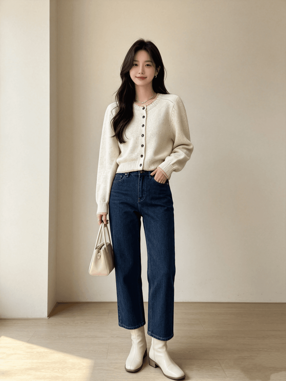 가을 겨울 새로운 한 부서 다용도 그들 중 라운드 넥 니트 오픈 가디건 여성 스웨터 코트 트렌디 상세 이미지 1