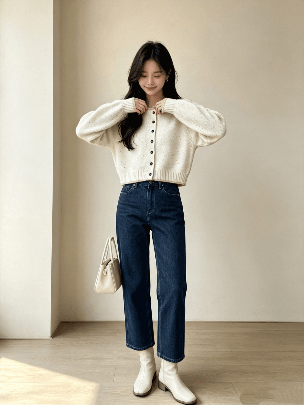 가을 겨울 새로운 한 부서 다용도 그들 중 라운드 넥 니트 오픈 가디건 여성 스웨터 코트 트렌디 상세 이미지 6