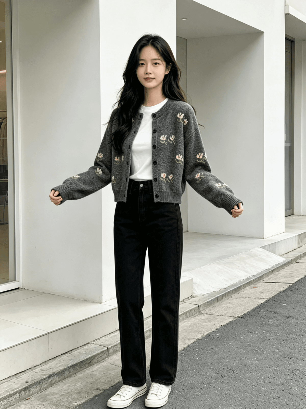 라운드 넥 스웨터 여성 코트 2026 봄 가을 겨울 새로운 루즈핏 느긋한 바람 외출용 니트 오픈 가디건 인사이드 가져 가라. 두꺼움 맨위 상세 이미지 3