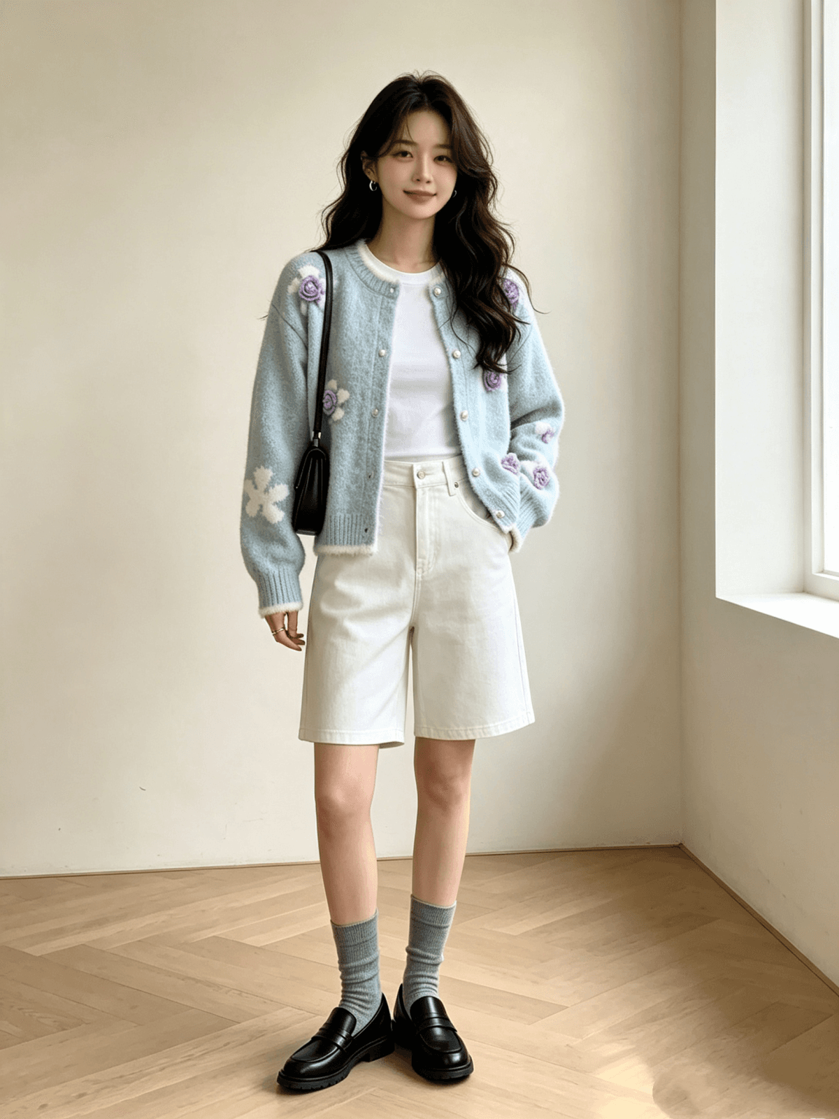 무거운 작업 꽃 자수 자카드 빨간색 라운드 넥 오픈 가디건 스웨터 여자 가을 겨울철 고급 센스 루즈핏 카디건 코트 이미지 3