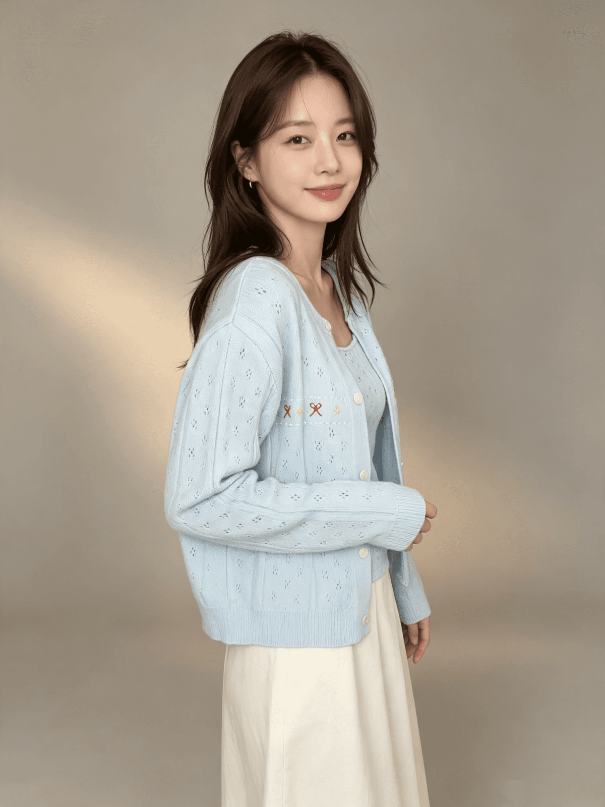 가을 겨울 새로운 한 부서 새로운 달콤함 품격 다용도 슬립 니트 스웨터 스웨터 투피스 세트 이미지 3
