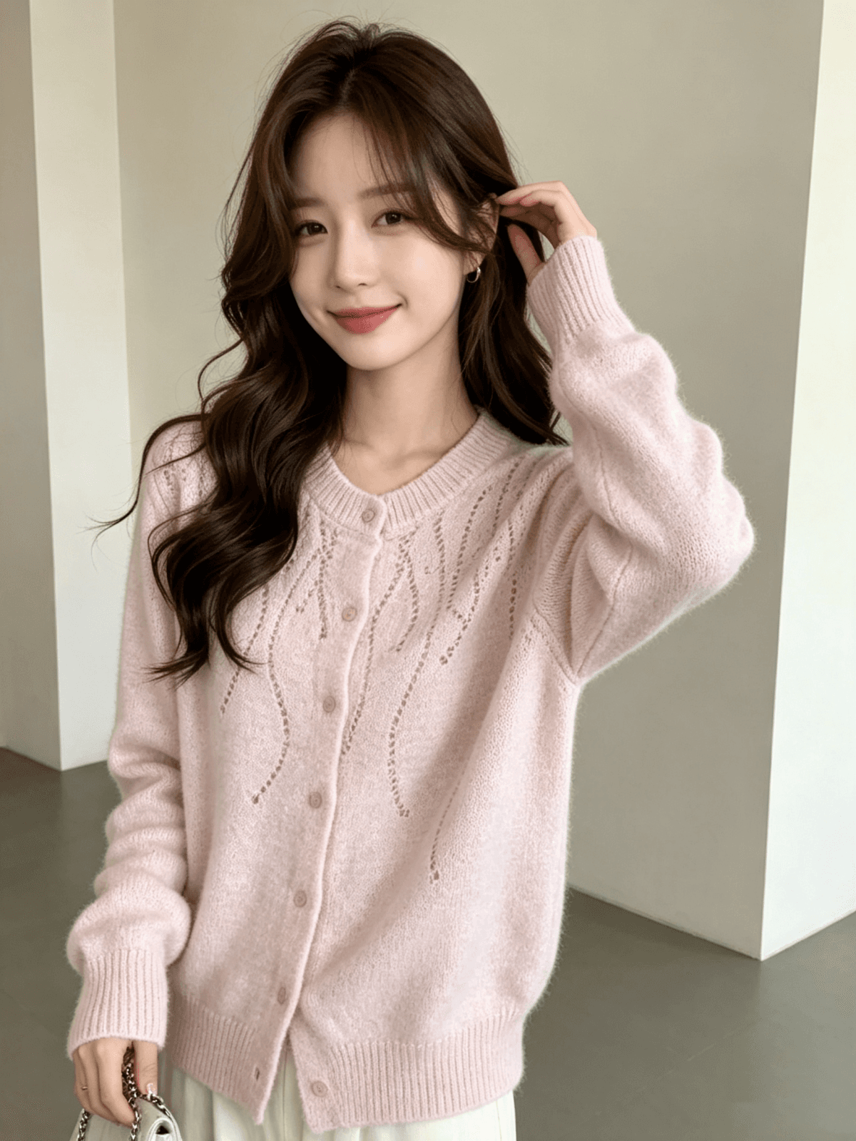가을 겨울 새로운 작은 샤넬 스타일 니트 오픈 가디건 싱글 줄 버튼 절묘한 스웨터 여성 코트 트렌디 이미지 2