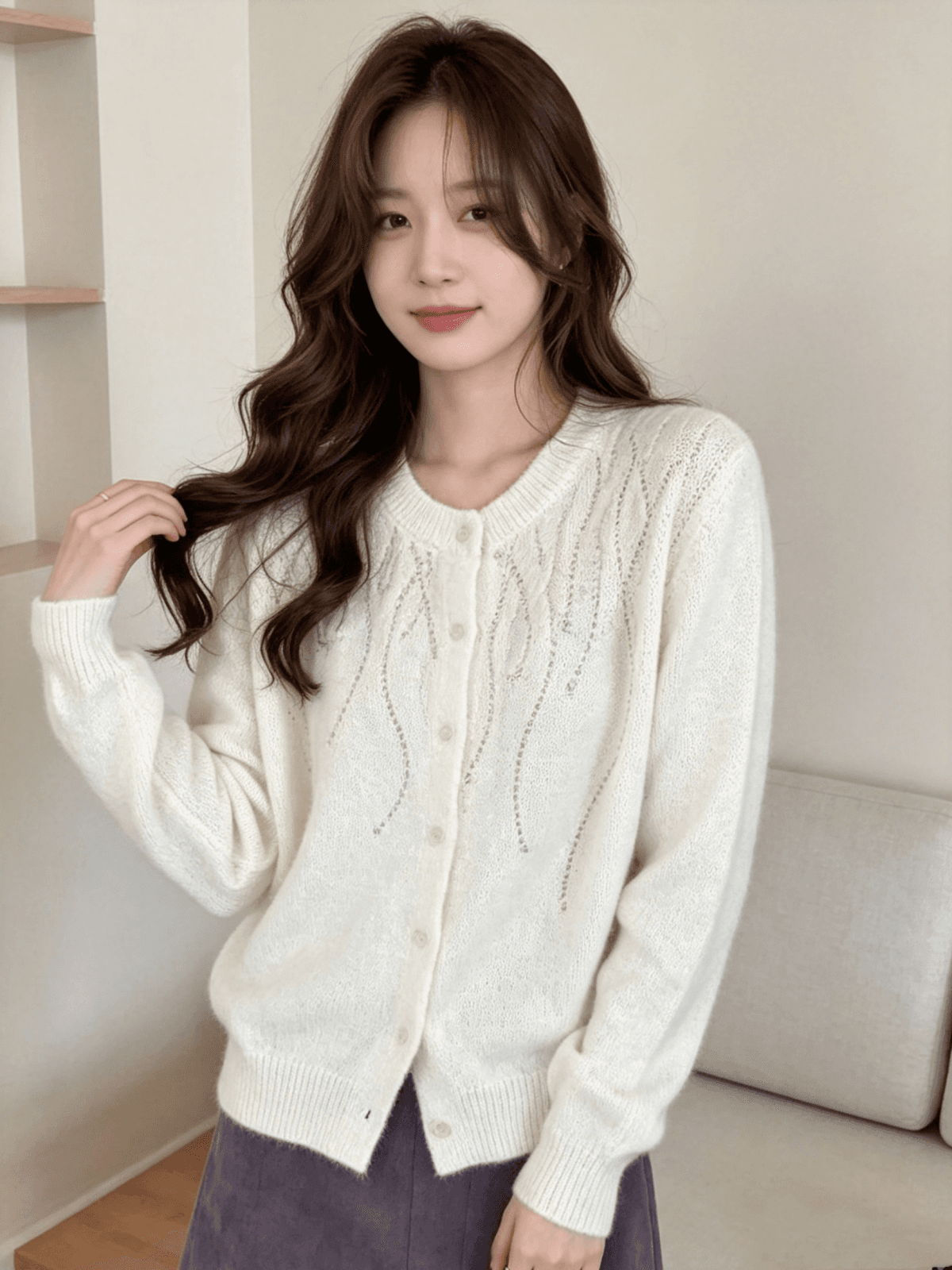 가을 겨울 새로운 작은 샤넬 스타일 니트 오픈 가디건 싱글 줄 버튼 절묘한 스웨터 여성 코트 트렌디 상세 이미지 2