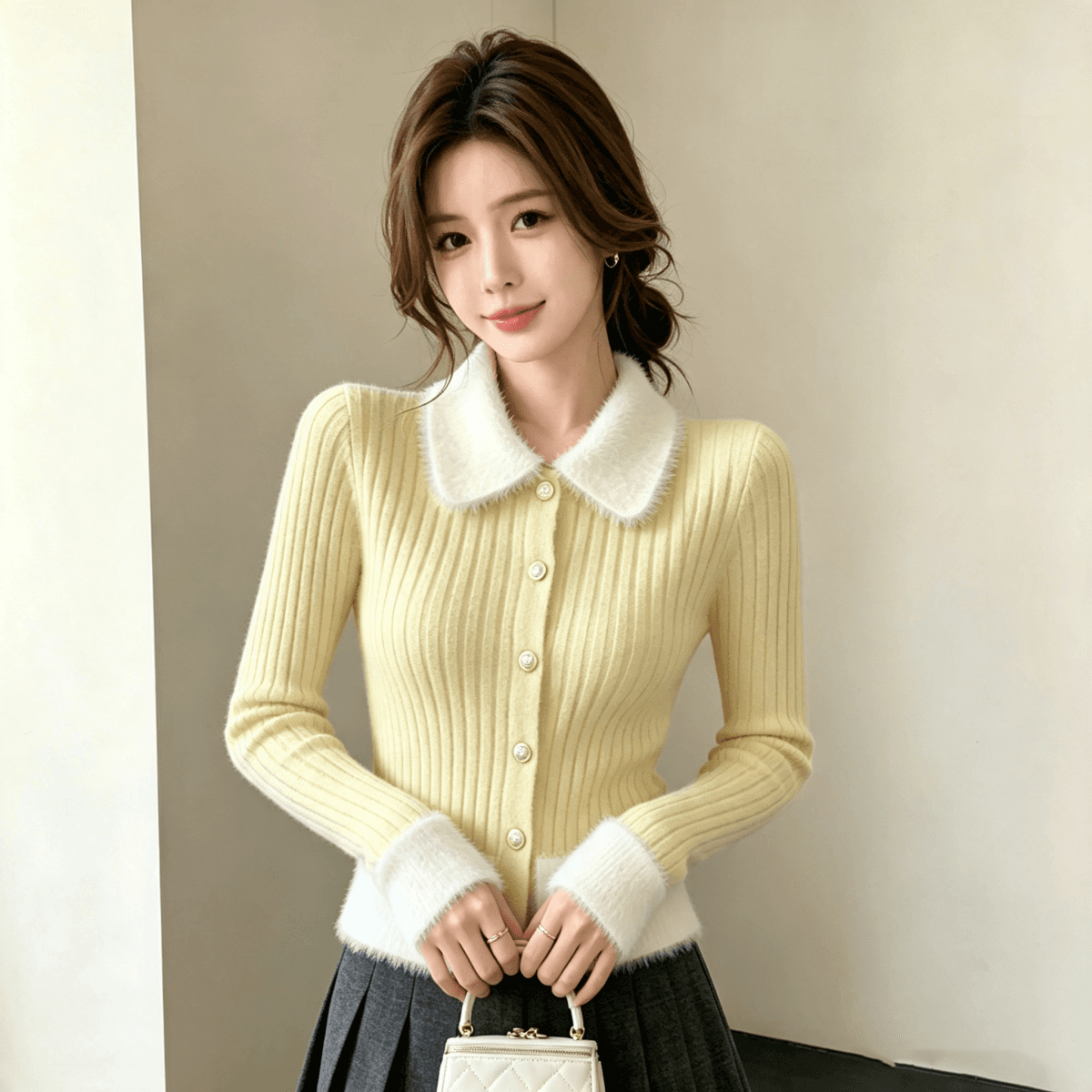 프랑스식 작은 샤넬 스타일 패치워크 스웨터 오픈 가디건 여성 가을 겨울 새로운 품격 고급 센스 몸매 가꾸기 스웨터 코트 상세 이미지 1