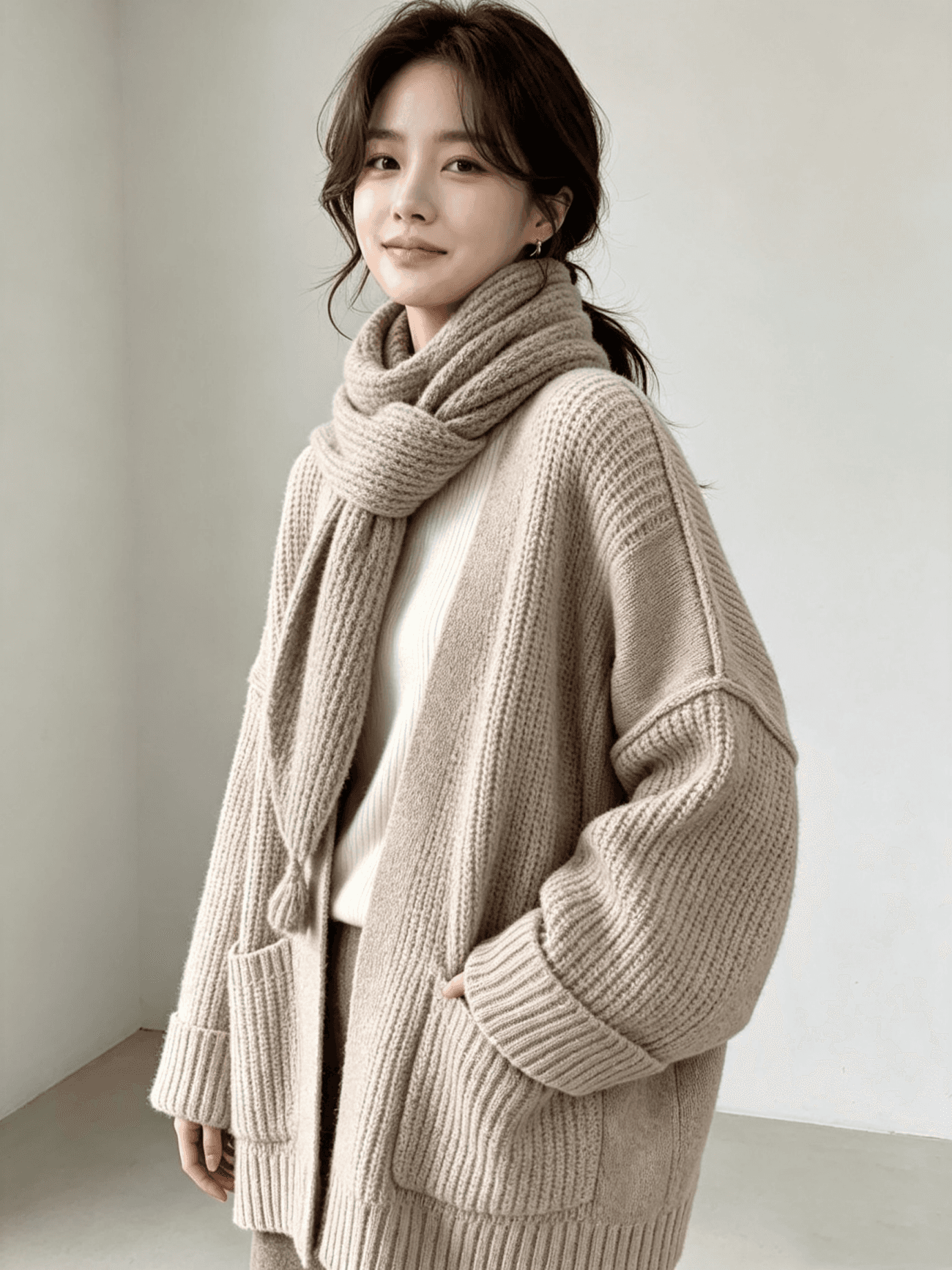 가을 겨울 새로운 대기 패션 두꺼운 스웨터 오픈 가디건 한 부서 다용도 재킷 이미지 2