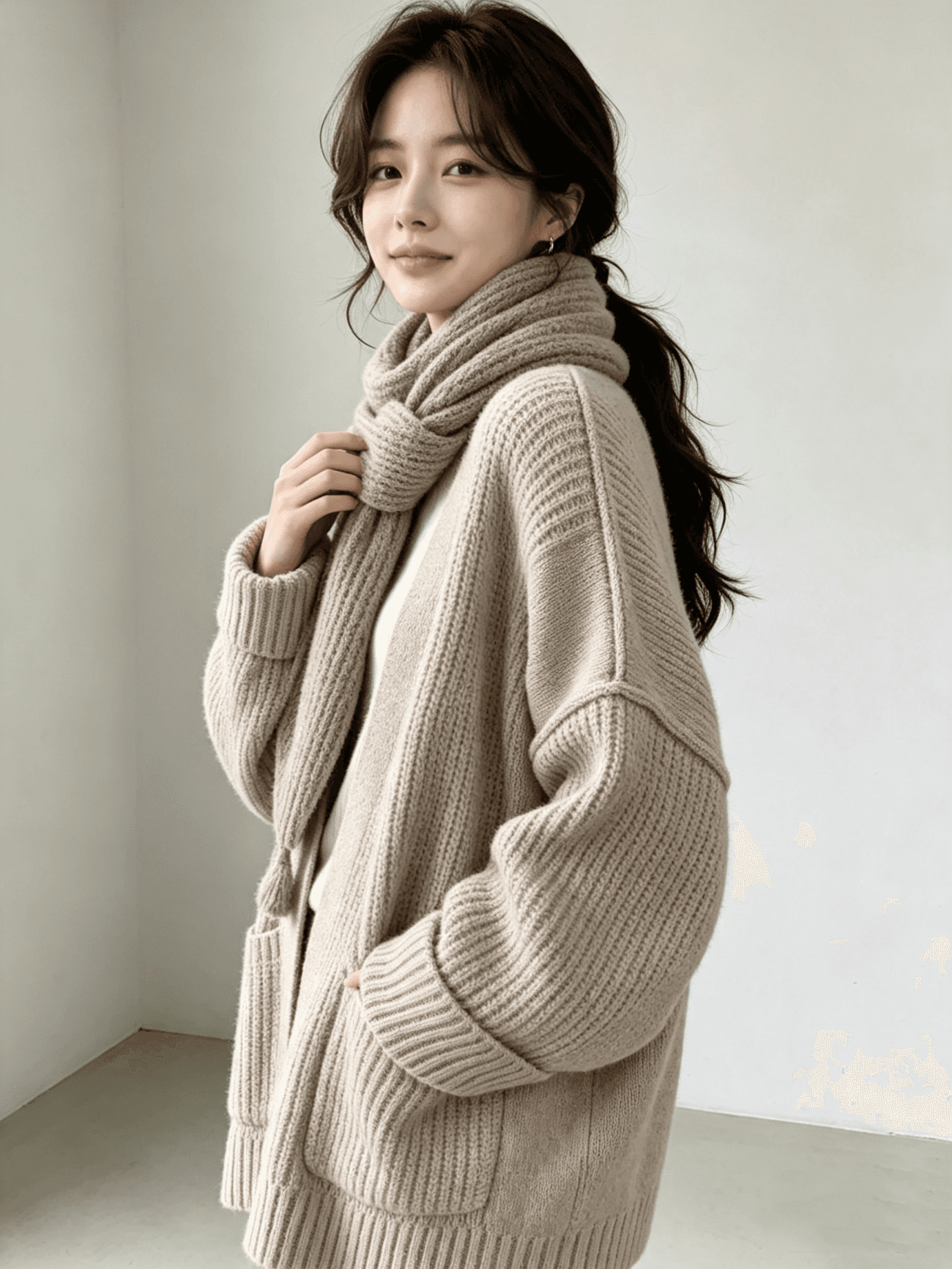 가을 겨울 새로운 대기 패션 두꺼운 스웨터 오픈 가디건 한 부서 다용도 재킷 상세 이미지 5