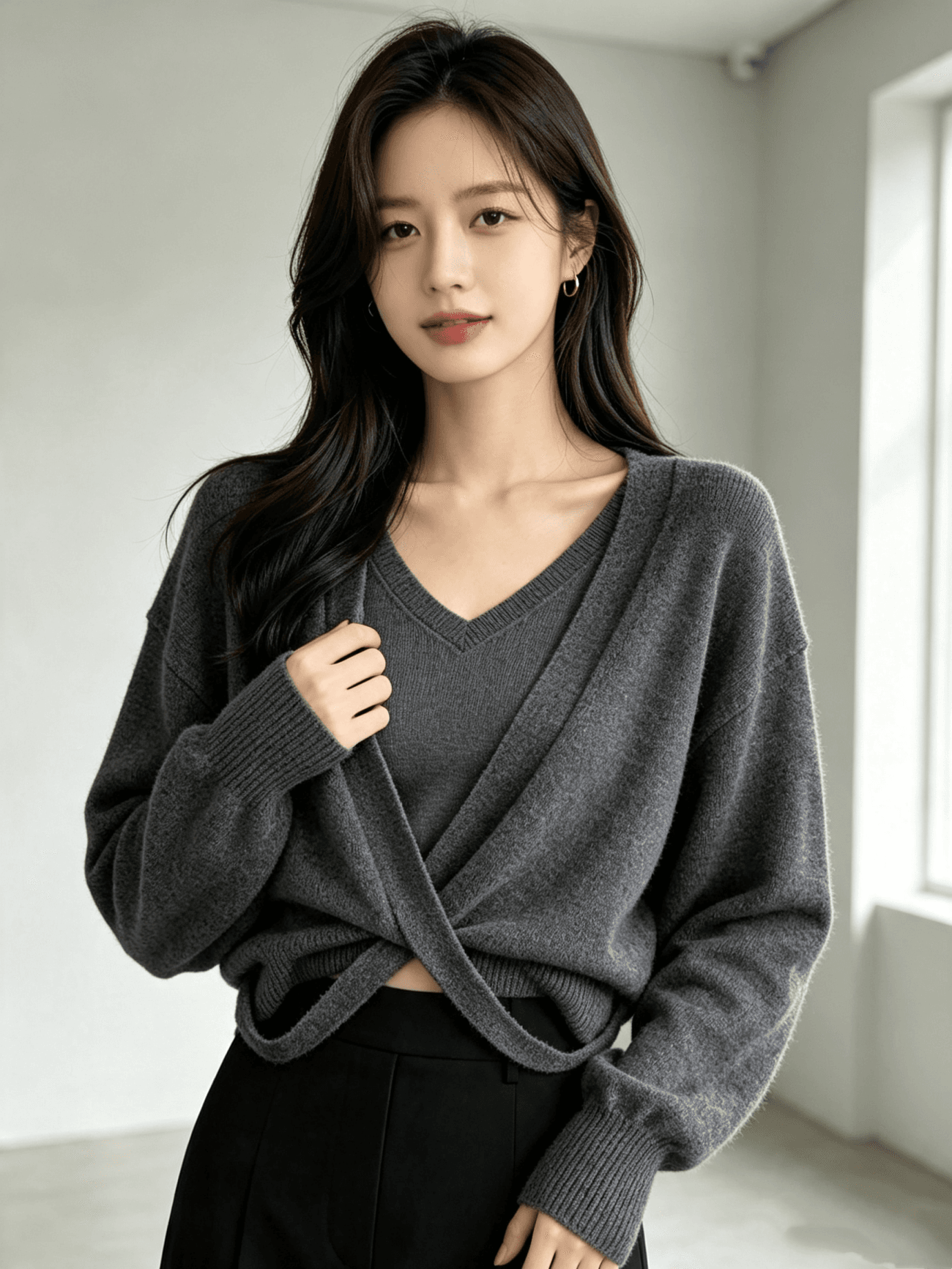 한 부서 가을 겨울 새로운 풀오버 페이크 레이어드 스웨터 니트 스웨터