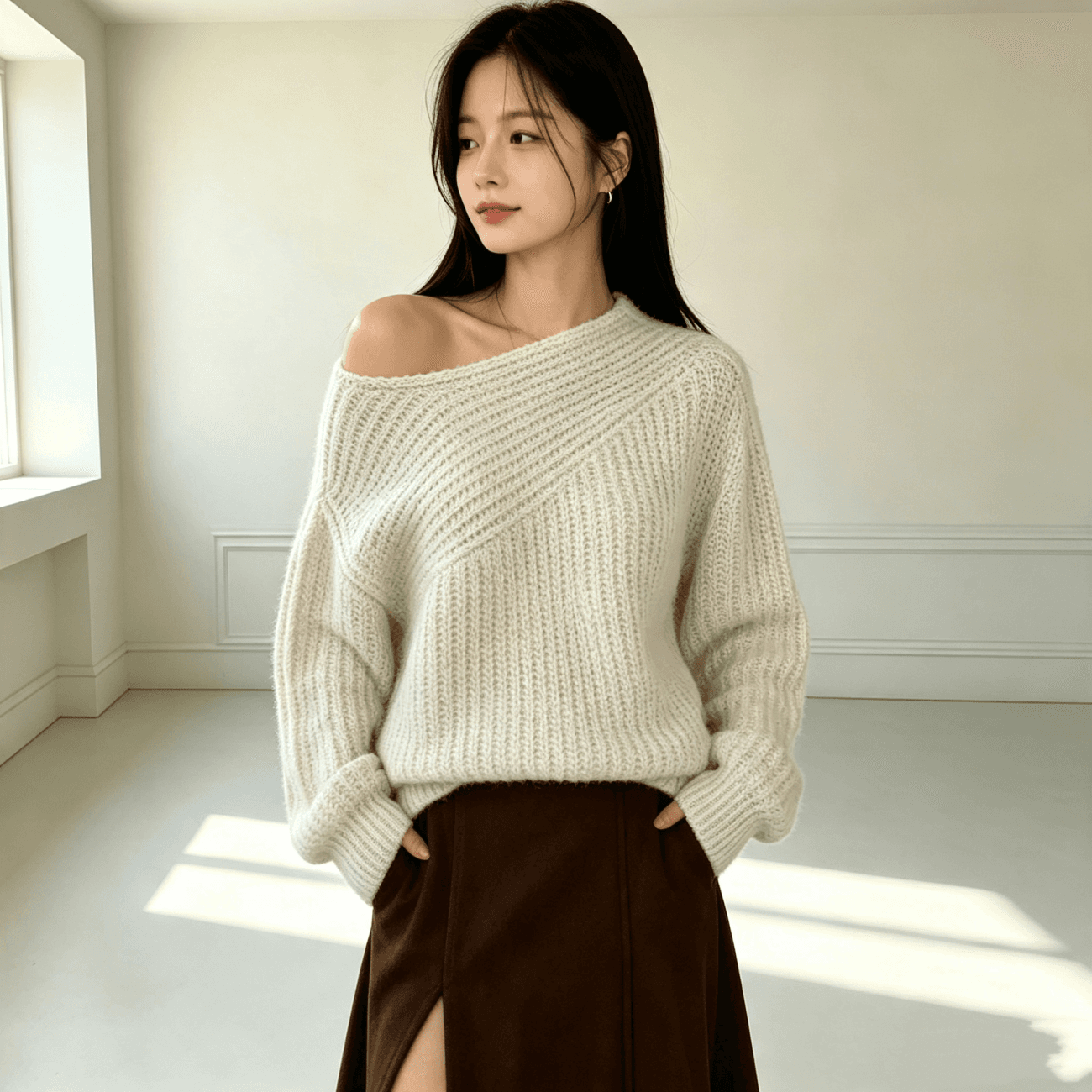 한 부서 가을 겨울 새로운 절묘한 느긋한 바람 풀오버 단색 스웨터 니트 스웨터 맨위 상세 이미지 9