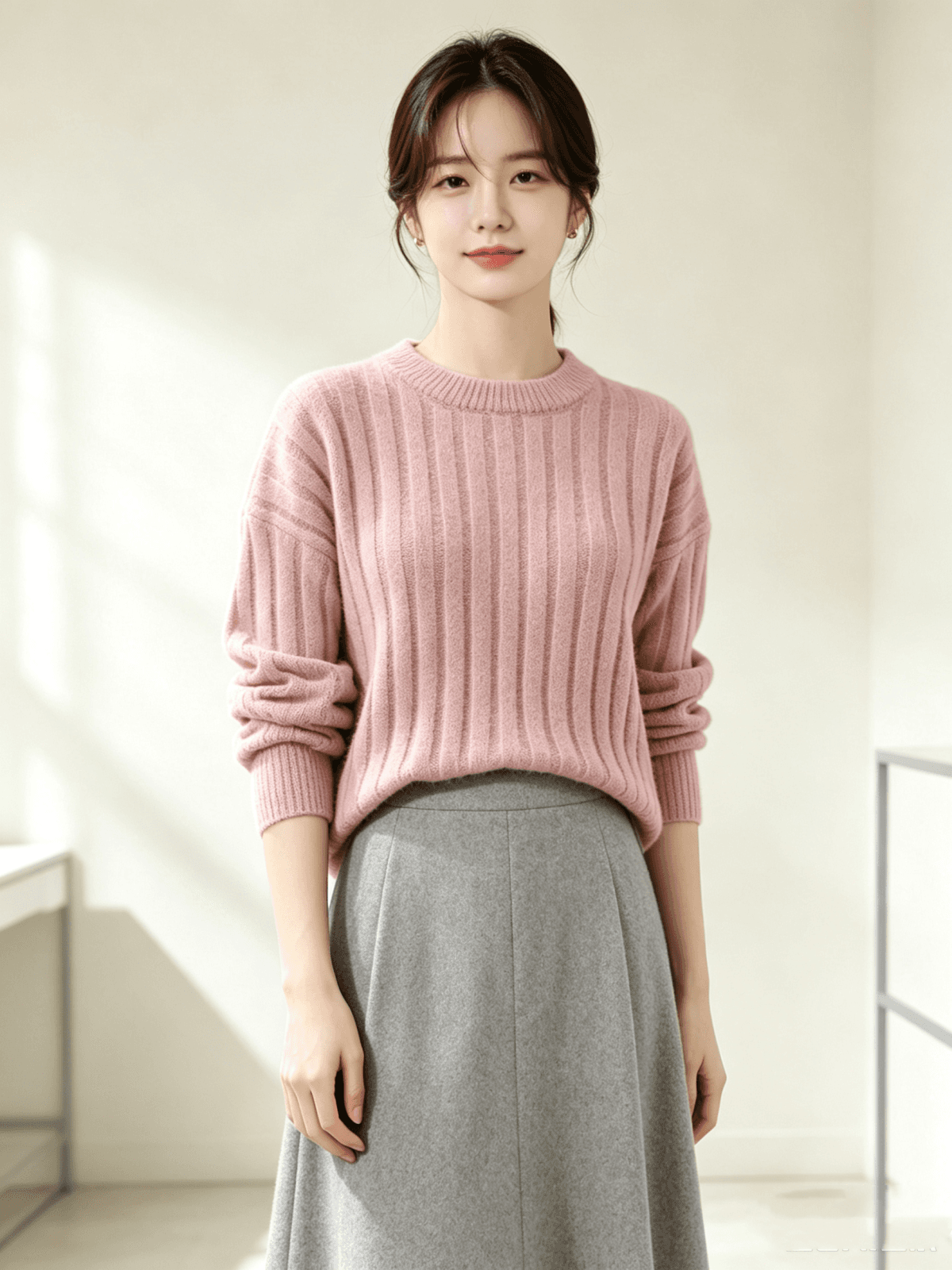 가을 겨울 새로운 단색 단순한 관대 한 풀오버 니트 스웨터 다용도 맨위 상세 이미지 3