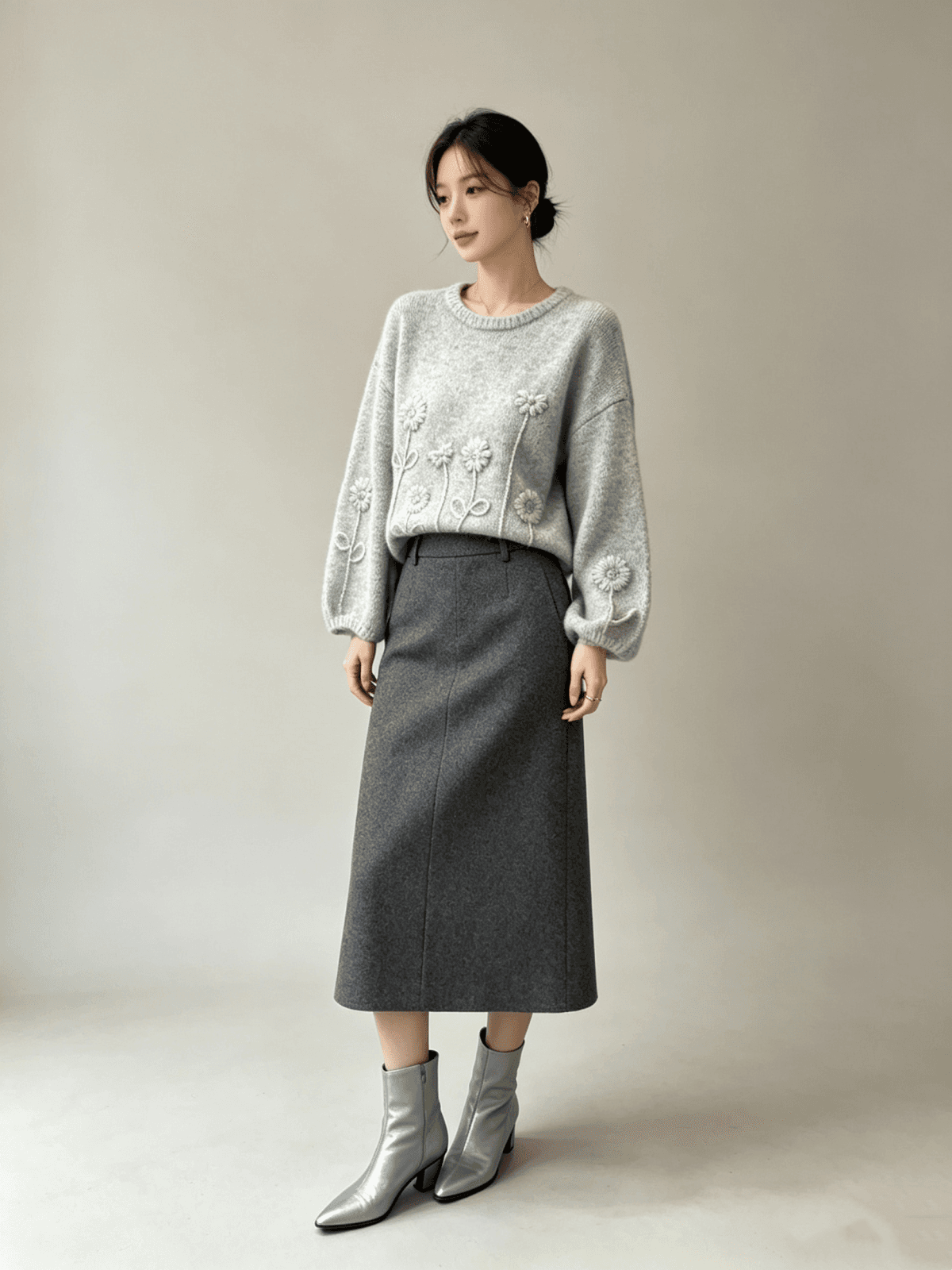 가을 겨울 새로운 한 부서 부드러운 찹쌀 무거운 작업 자카드 녹색 스웨터 여자 가을 겨울 루즈핏 느긋한 고급 센스 니트 맨위 상세 이미지 2