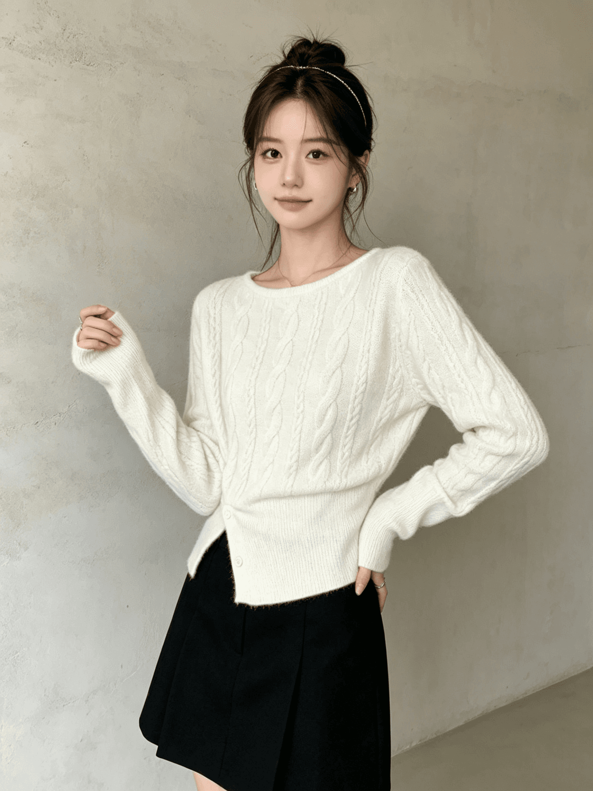 한 부서 가을 겨울 새로운 부드러운 찹쌀 트임 슬림해 보이는 품격 다용도 꽈배기 풀오버 니트 스웨터 맨위 상세 이미지 2