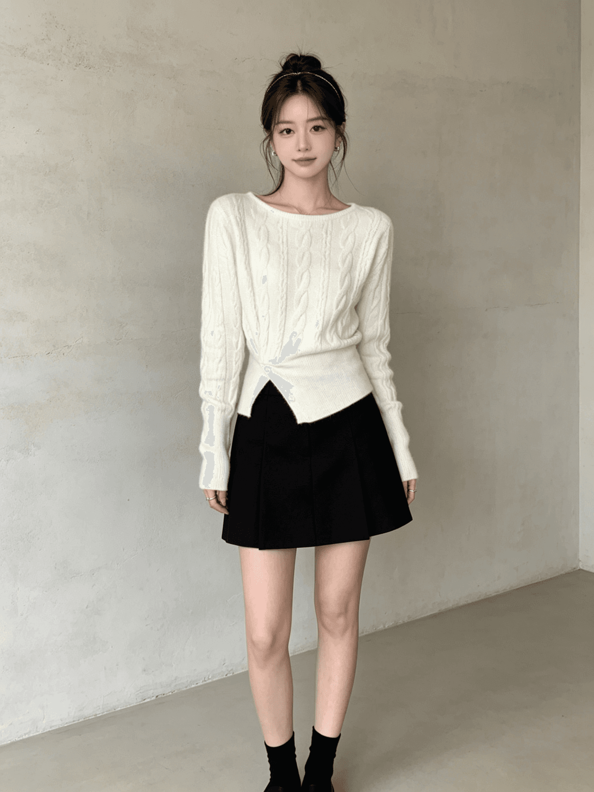 한 부서 가을 겨울 새로운 부드러운 찹쌀 트임 슬림해 보이는 품격 다용도 꽈배기 풀오버 니트 스웨터 맨위 상세 이미지 3