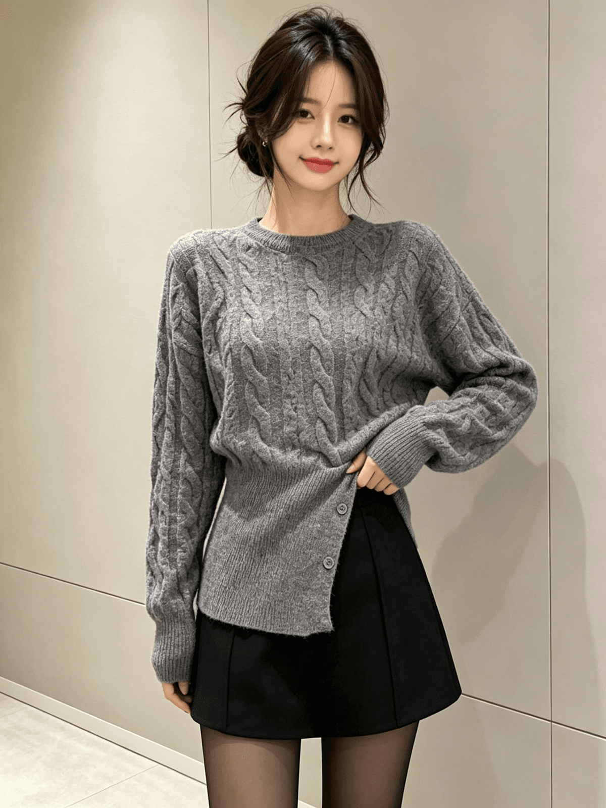 한 부서 가을 겨울 새로운 부드러운 찹쌀 트임 슬림해 보이는 품격 다용도 꽈배기 풀오버 니트 스웨터 맨위 상세 이미지 4