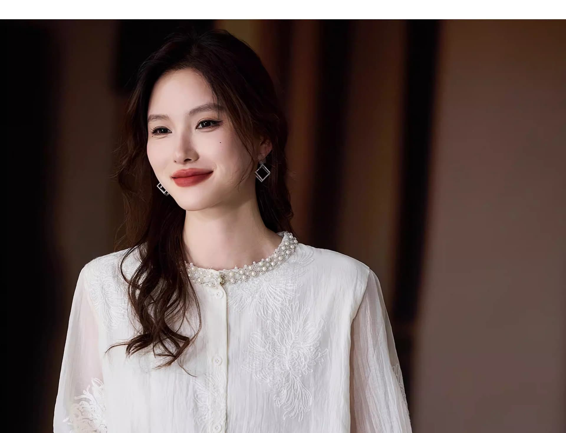 품격 비즈 박기 자수 여성 셔츠 2026 년 빅 사이즈 루즈핏 셔츠 봄 새로운 유럽 상품 긴팔 맨위 상세 이미지 5