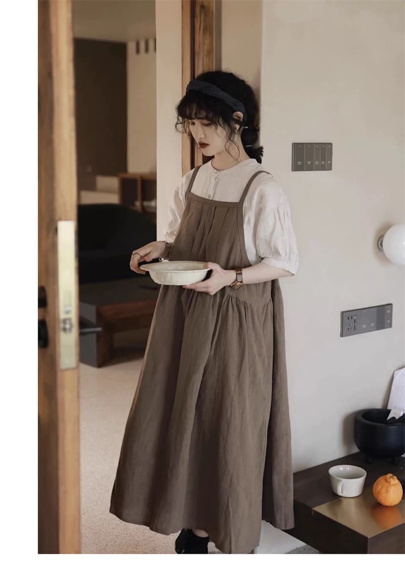 센 첨부 된 의류 여성 레트로 주름 인형 셔츠 일본식 면 린넨 반소매 셔츠 달콤함 귀여운 셔츠 상세 이미지 12