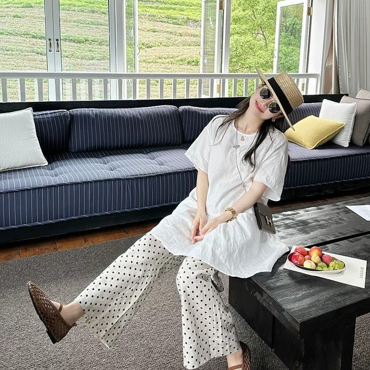 면 린넨 반팔 셔츠 드레스 여성 2026 여름 한국 스타일 루즈핏 작은 키 맨위 트렌디 이미지 4