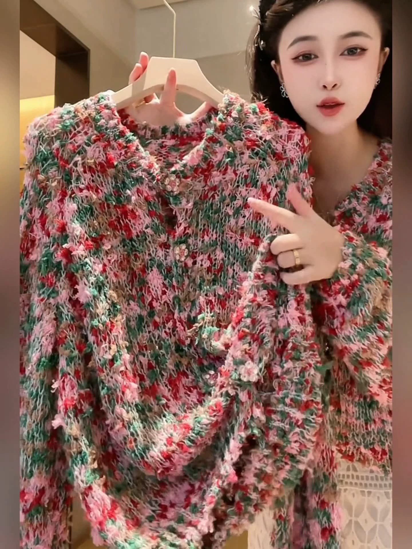 유럽 역 색상 특별 실 긴팔 니트 오픈 가디건 여성 이른 가을 새로운 루즈핏 느긋한 바람 부드러운 찹쌀 스웨터 코트 이미지 3