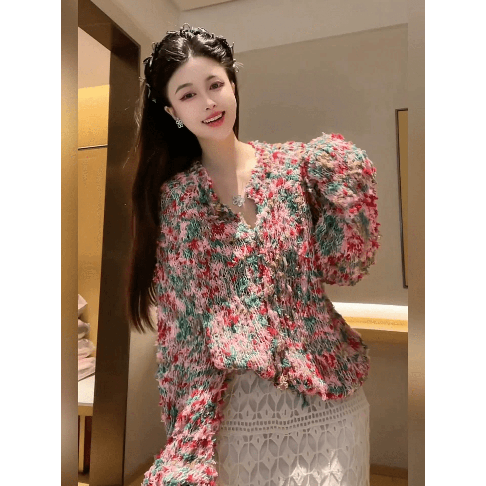 유럽 역 색상 특별 실 긴팔 니트 오픈 가디건 여성 이른 가을 새로운 루즈핏 느긋한 바람 부드러운 찹쌀 스웨터 코트 이미지 5