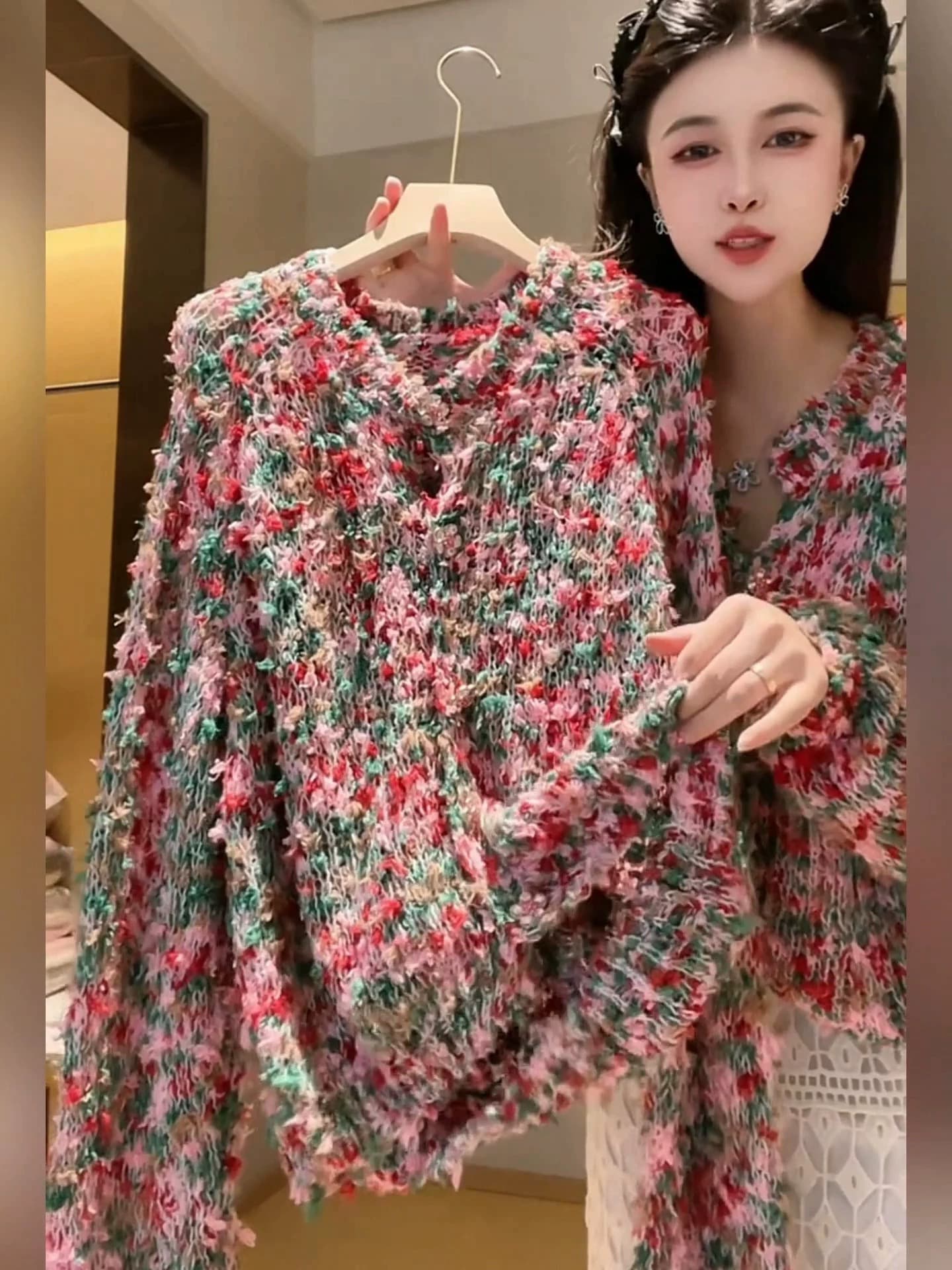 유럽 역 색상 특별 실 긴팔 니트 오픈 가디건 여성 이른 가을 새로운 루즈핏 느긋한 바람 부드러운 찹쌀 스웨터 코트 상세 이미지 1