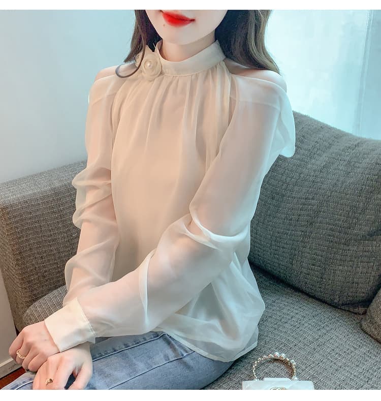 실사 2026 봄 새로운 프랑스식 Chic 품격 루즈핏 섹션 긴팔 쉬폰 블라우스 맨위 상세 이미지 13