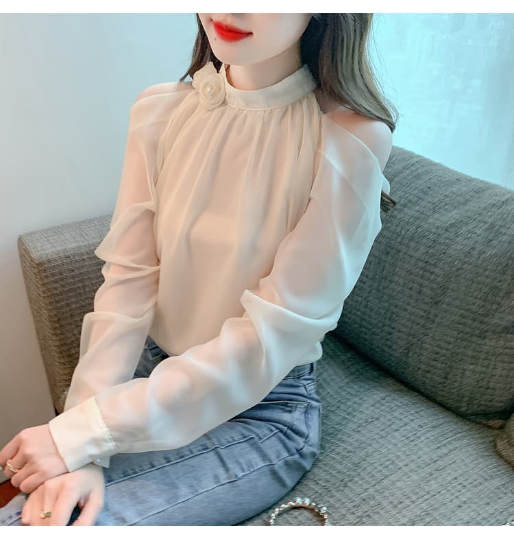 실사 2026 봄 새로운 프랑스식 Chic 품격 루즈핏 섹션 긴팔 쉬폰 블라우스 맨위 상세 이미지 14