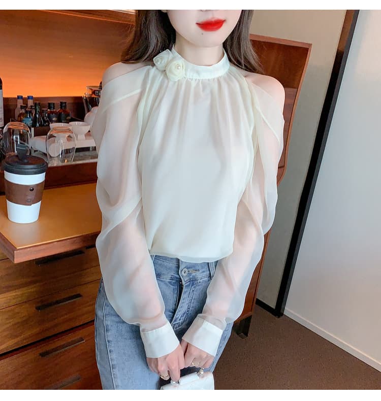 실사 2026 봄 새로운 프랑스식 Chic 품격 루즈핏 섹션 긴팔 쉬폰 블라우스 맨위 상세 이미지 21