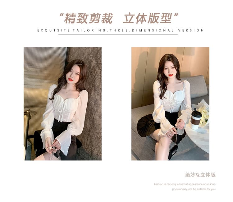 실사 2026 년 봄 프랑스식 복잡한 고대 칼라 레이스 조각 쇼트 스타일 Chic 나팔 소매 작은 대중 셔츠 상세 이미지 2