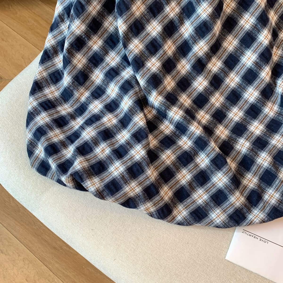 실사 홍콩 느낌 레트로 패션 체크무늬 배색 라운드 넥 민소매 행침 목 슬립 작은 셔츠 퍼프 밑단 표지 고기 맨위 상세 이미지 5