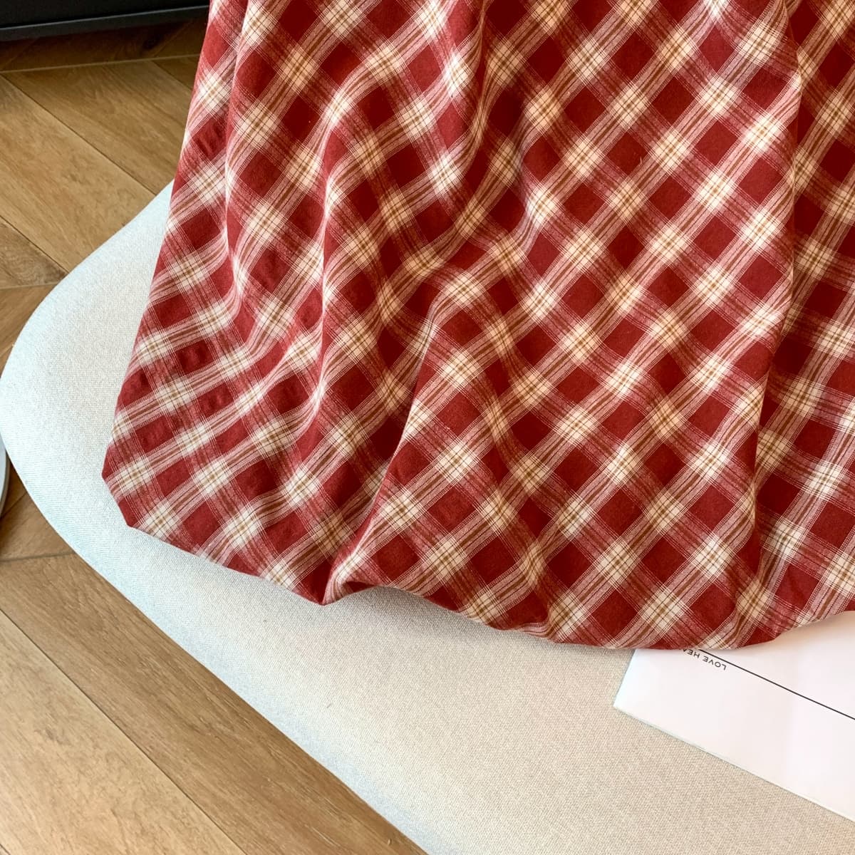 실사 홍콩 느낌 레트로 패션 체크무늬 배색 라운드 넥 민소매 행침 목 슬립 작은 셔츠 퍼프 밑단 표지 고기 맨위 상세 이미지 14