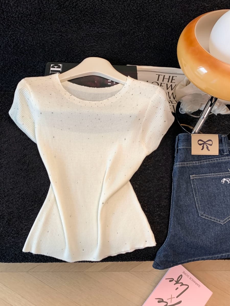 실사 한 부서 라운드 넥 핫픽스 디자인 센스 니트 스웨터 여성 2026 아모이 품격 몸매 가꾸기 만나는 맨위 상세 이미지 6