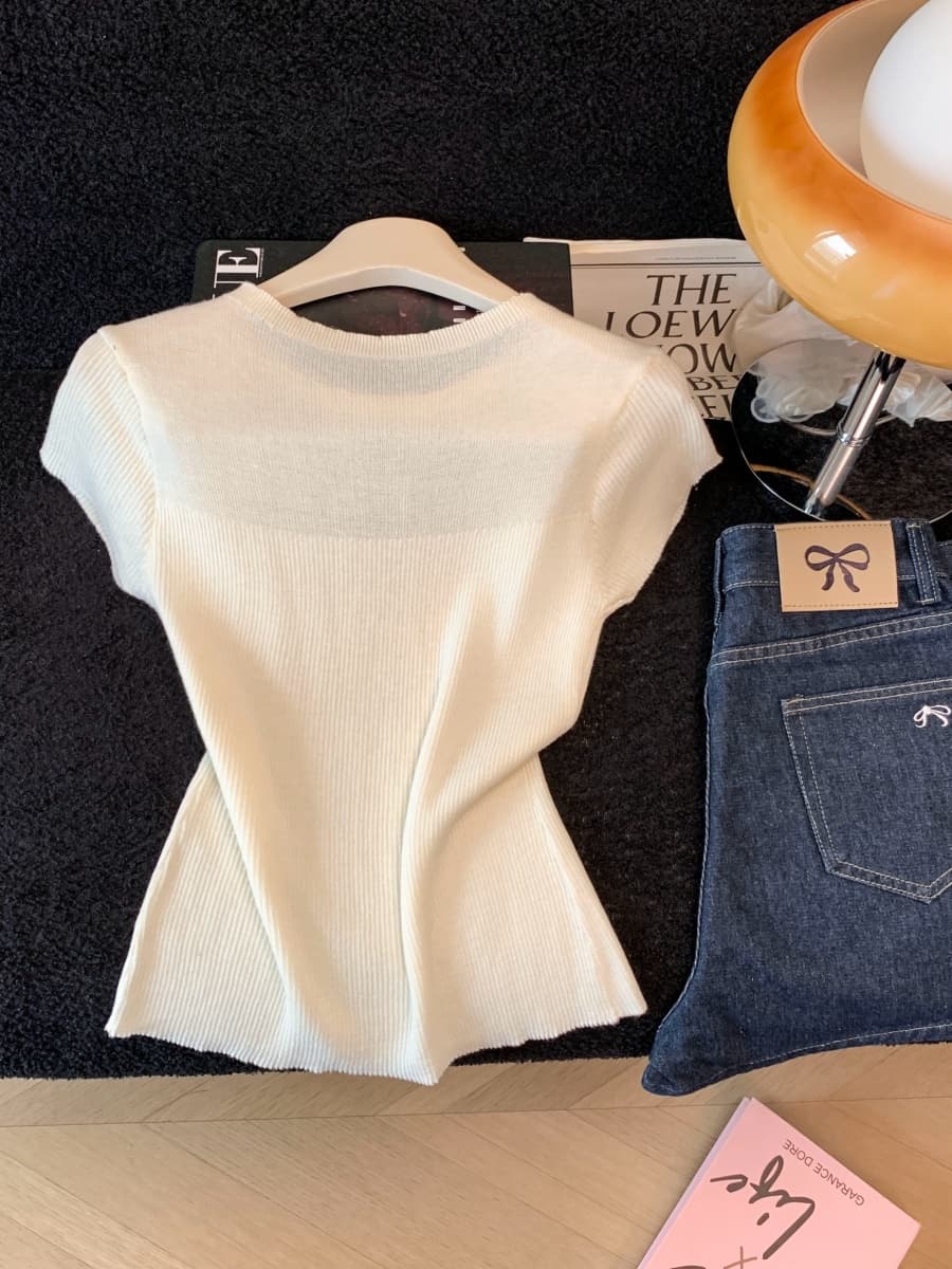 실사 한 부서 라운드 넥 핫픽스 디자인 센스 니트 스웨터 여성 2026 아모이 품격 몸매 가꾸기 만나는 맨위 상세 이미지 7